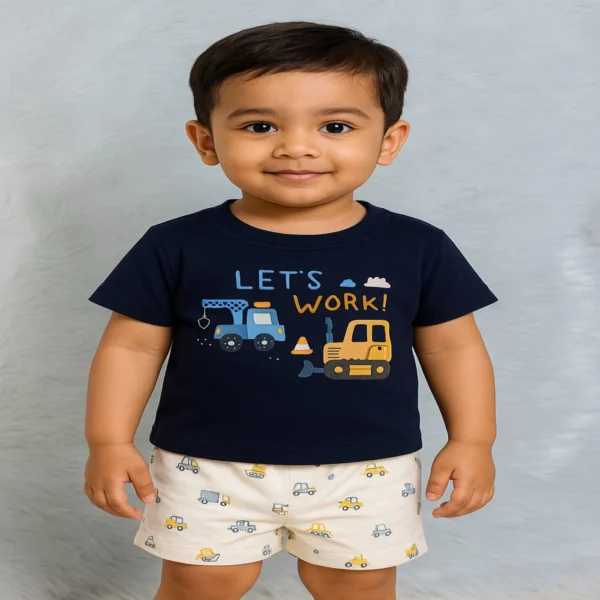 Stylish Cotton Printed T shirt Set For Baby